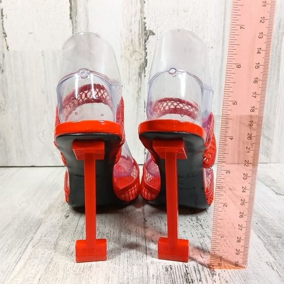 Jessica Rich Ysabelle Red Fishnet Stiletto Evening Party Heels #1355 - Picture 8 of 11